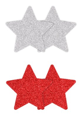 Star Nipple Covers Red/Silver 2 pair