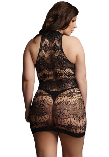 High criss cross key holy neck mini dress - Queen Size